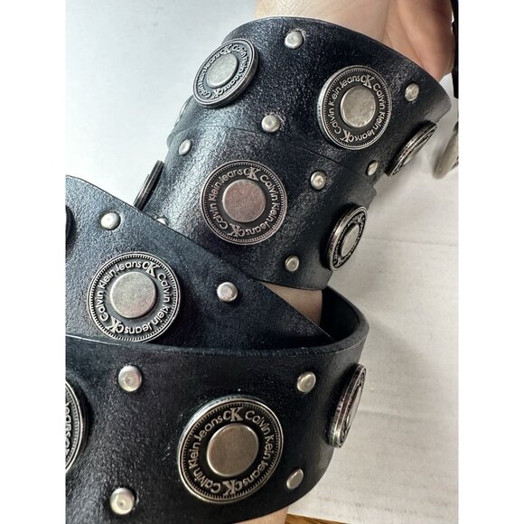 Calvin Klein Belt XL Black Leather Coins Rocker Moto Chic CK Jeans unisex main image 9